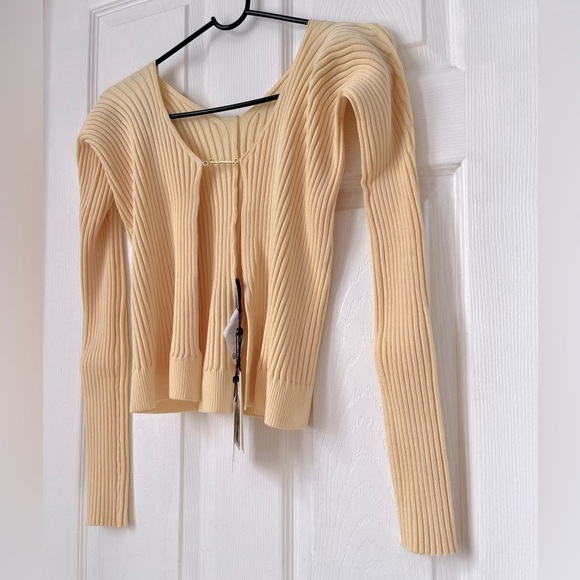 JACQUEMUS Yellow Cardigan Le Maille Pralu Longue Large 40 - Picture 13 of 13